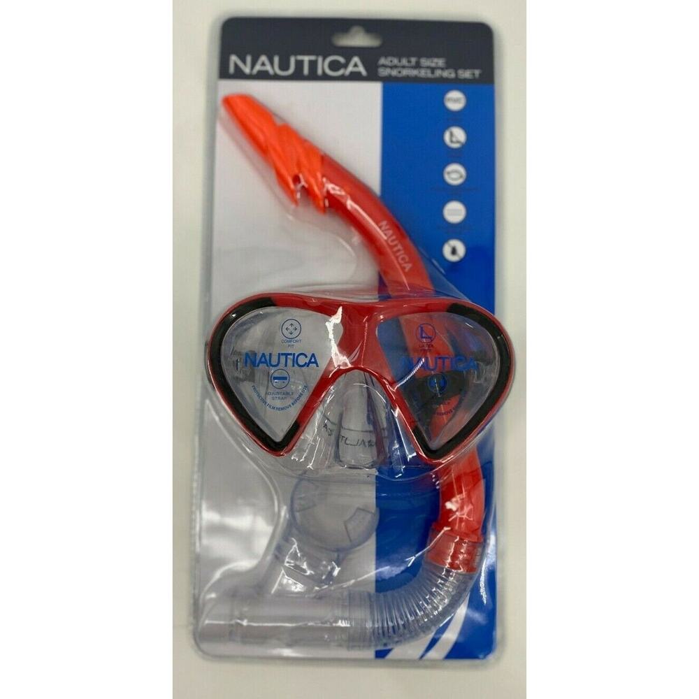Nautica Adult Size Diving Snorkeling Set NEW Red & Orange 2 pieces